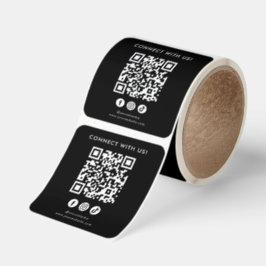 QR-kod Svart Anslut med Oss Sociala Medier Etikett