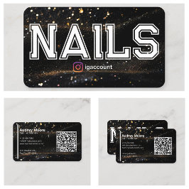 QR-kod Svart Guld Professionell Nageltekniker Visitkort