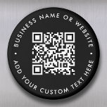 QR-kod | Svart, modern, minimal runda Magnet<br><div class="desc">En vanlig svartvit QR-kodmall i ett modernt minimalistiskt stil som enkelt kan uppdateras med din QR-kod,  namn eller anpassningsbar eller webbplats och anpassningsbar,  t.ex. skanna mig till.. #QRcode #magnet #business</div>