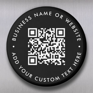 QR-kod Svart, modern, minimal runda Magnet
