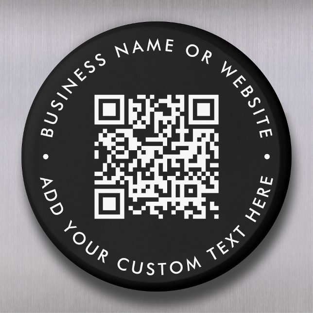 QR-kod | Svart, modern, minimal runda Magnet (Skapare uppladdad)