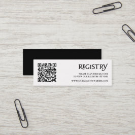 QR-kod Svart Modern Royal Chic Registeringsbilaga Mini Visitkort