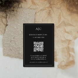 QR-kod, svart monogram, Bröllop OSA Tilläggskort