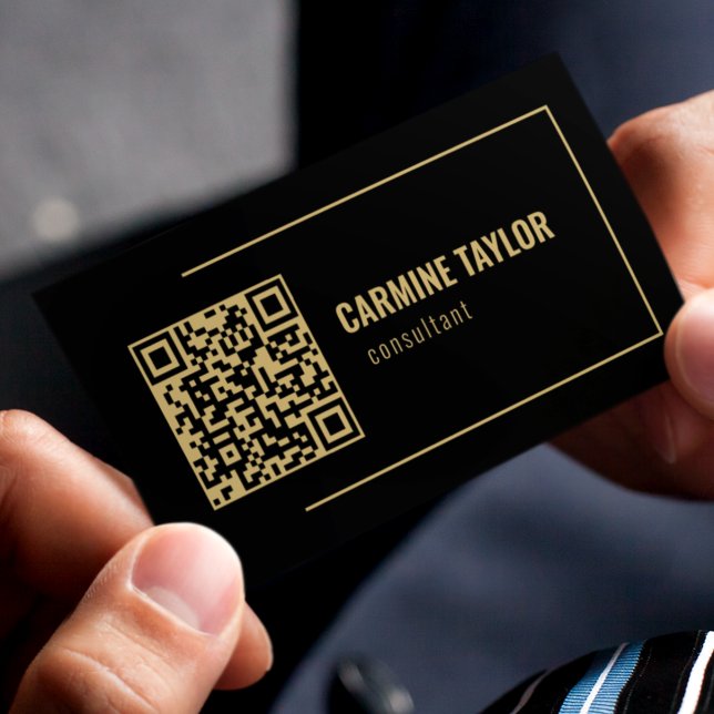 QR-kod Svart och Guld Konsult Visitkort (Skapare uppladdad)