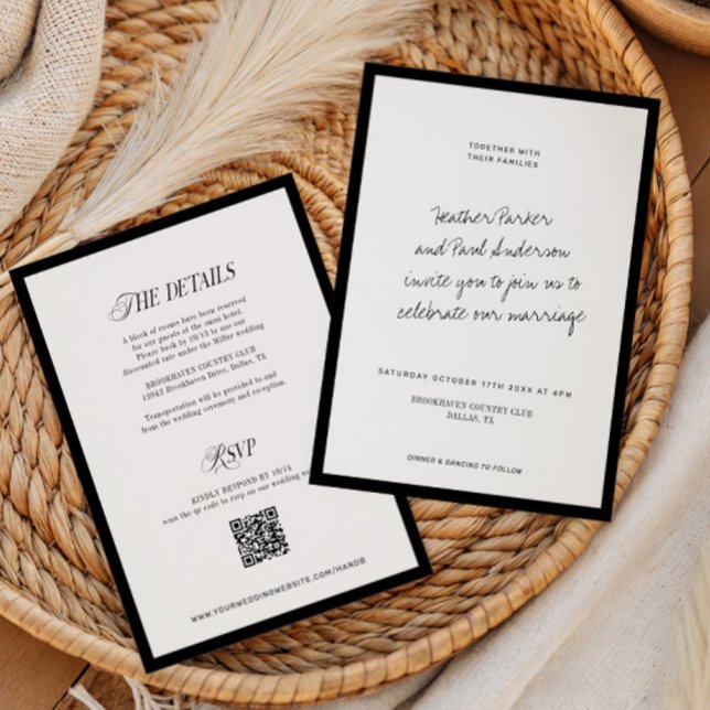 QR-kod, svart och vit, klassisk, minimalistisk Brö Inbjudningar (Skapare uppladdad)