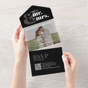 QR-kod   Svart och vitt övertäckt foto Bröllop