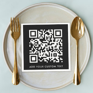 QR-kod   Svart Snyggt Modern minimalistisk fetstil Pappersservett