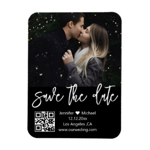 qr-kod svart & vit foto spara datum magnet