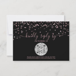 QR-kod Svarta Ro Guld Rosa Glitter Bröllop OSA