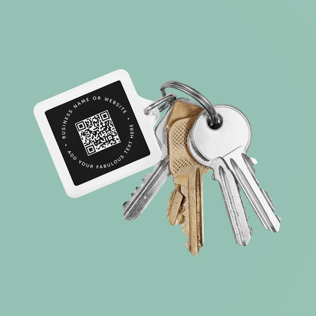 QR-kod | Svartvit affärsmodern prisvärd kvadrat Nyckelring (Skapare uppladdad)