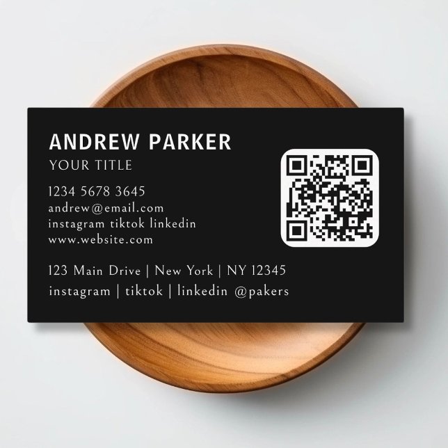 QR-kod, svartvitt Visitkort (QR Code Black & White Business Card)