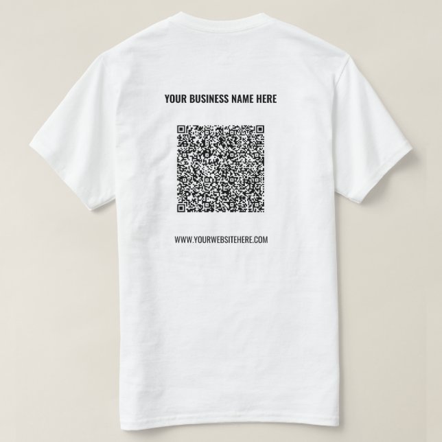 QR-kod T-Shirt Anpassningsbar Text - Affärsfrämjan (Design baksida)