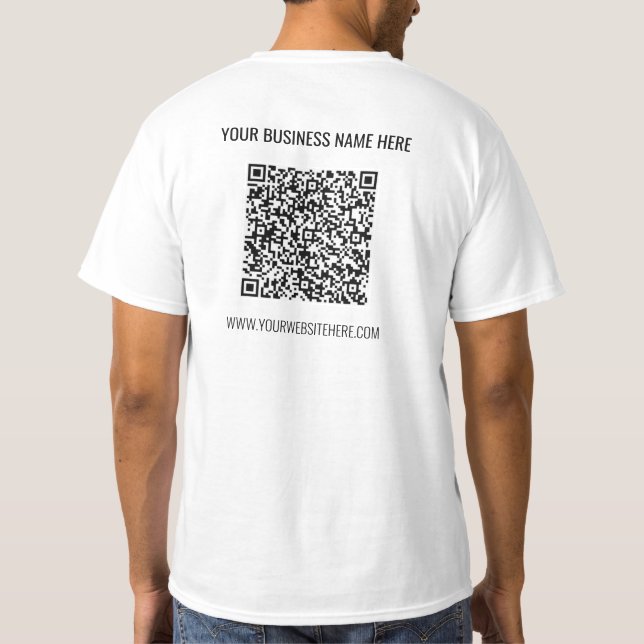 QR-kod T-Shirt och Anpassningsbar Text ditt företa (Baksida)