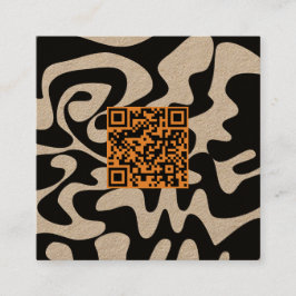 QR-kod Tan Orange Brown Retro Groovy Kraft Fyrkantigt Visitkort