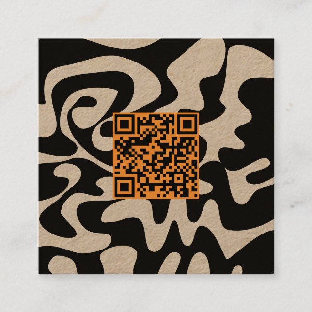 QR-kod Tan Orange Brown Retro Groovy Kraft Fyrkantigt Visitkort (Framsida)