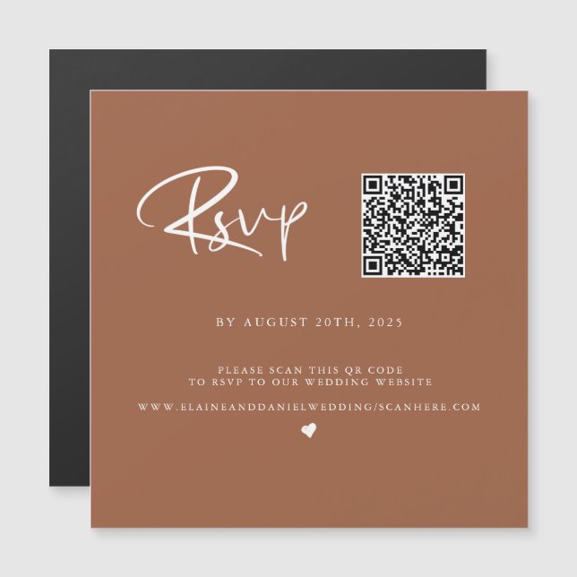 QR-kod Terrakotta Foto RSVP-kort (Fram/baksida)