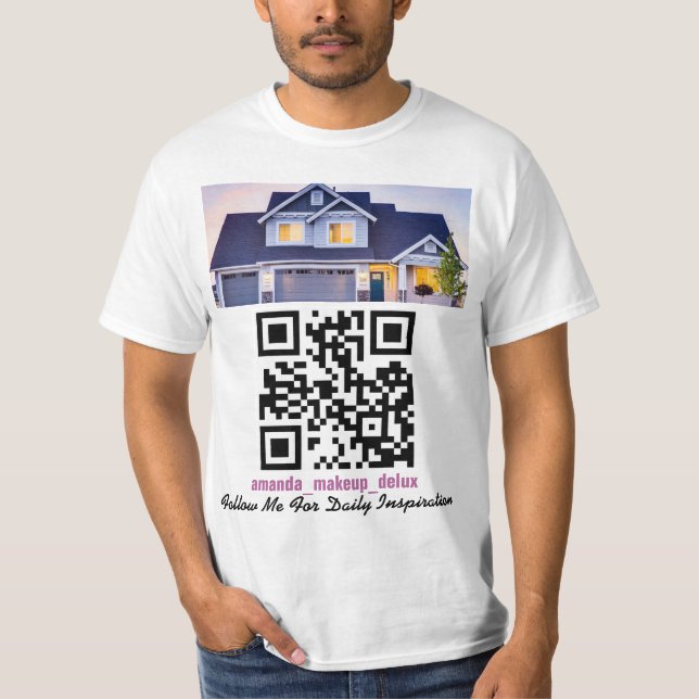 QR-kod, textfoto eller logotyp T-Shirt (Framsida)