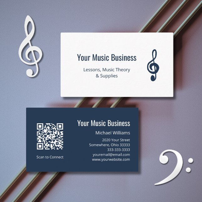 QR-kod Treble Clef Musician Music Lessons Visitkort (Skapare uppladdad)