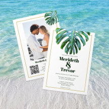 QR-kod Tropical Lövs Guld Photo Modern Beach