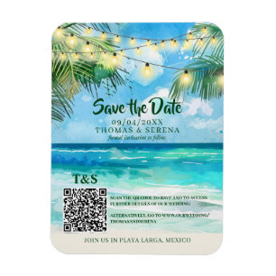 QR-kod Tropisk Strand Spara Datum Destination Magnet