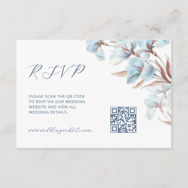 QR-kod |  Turkos blomster Tilläggskort (Framsida)