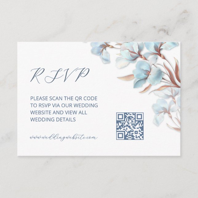 QR-kod |  Turkos blomster Tilläggskort (Framsida)