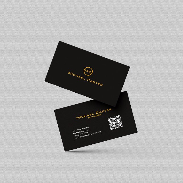 QR-kod | Typografi för enkel Professionell Guld Visitkort (Skapare uppladdad)