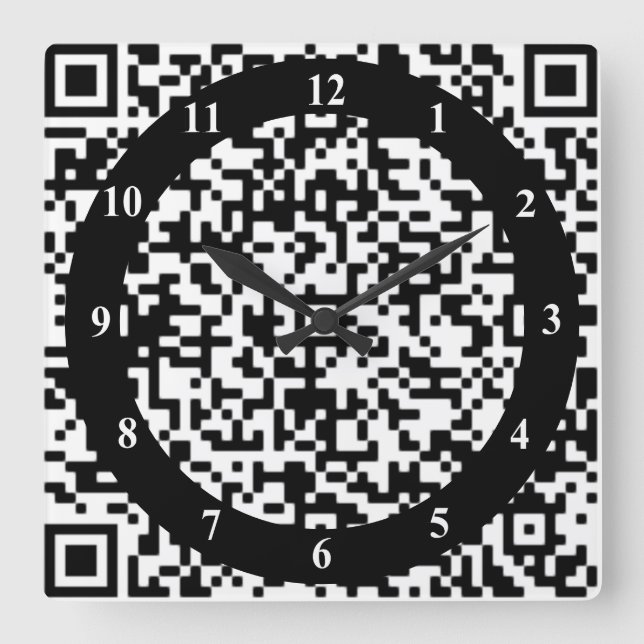 QR-kod, väggklocka - Art Back och vitt (Framsida)