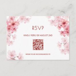 QR-kod | Vattenfärg Körsbärsblom RSVP Tilläggskort