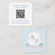 QR-kod Vattenfärg Rosa Blå Bröllop RSVP
