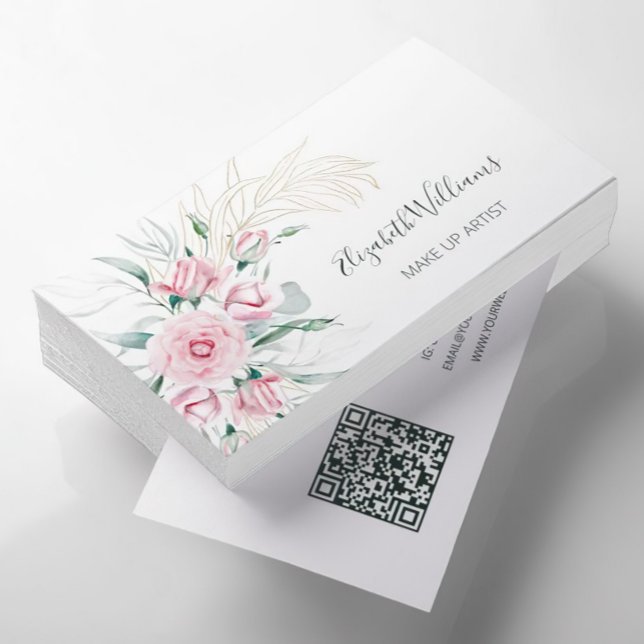 QR-kod | Vattenfärgad  Blommigt Skapa artist Visitkort (Skapare uppladdad)