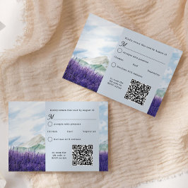 QR-kod Vattenfärgsberg Lavender Bröllop OSA Kort