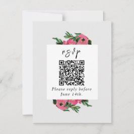 QR-kod vattenfärgsemone, Bröllop OSA Kort