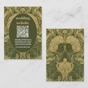 qr-kod, Vintage Blommigt Art nouveau Bröllop Tilläggskort