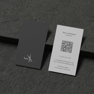 QR-kod Vitt Grått Minimalistiskt hårklot Visitkort