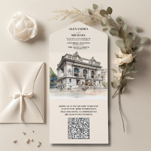 QR-kod Watercolor New York Destination Wedding