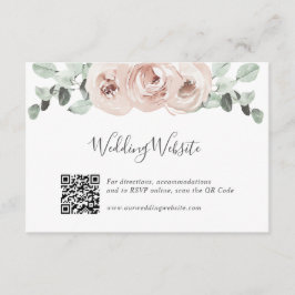 QR-kod Webbplats Blommigt Greenery Dusty Ro Bröllo Tilläggskort