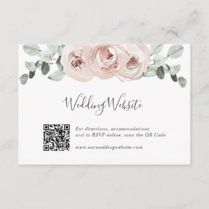 QR-kod Webbplats Blommigt Greenery Dusty Ro Bröllo Tilläggskort