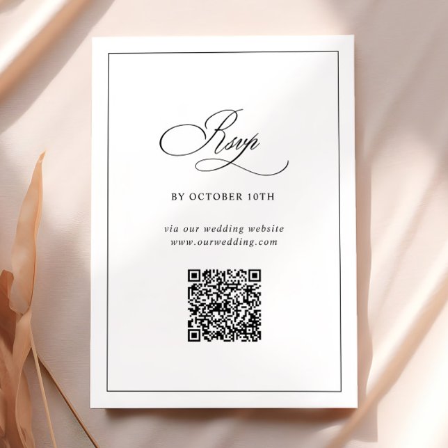QR-kod Webbplats Klassisk Svart & Vit Bröllop RSVP Tilläggskort (Skapare uppladdad)
