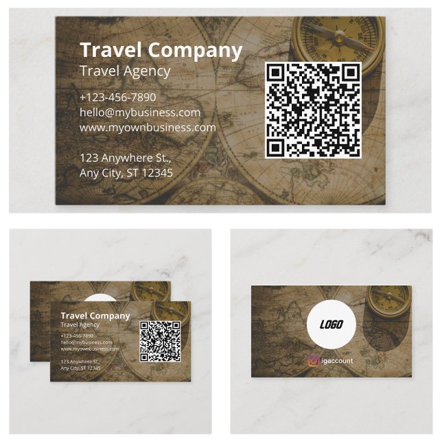 QR-kod Webbplats Resebyrå Visitkort (QR Code Website Travel Agency Business Cards)