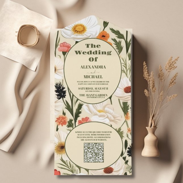 QR-kod Whimsical Wildblomme Meadow Bröllop (Skapare uppladdad)