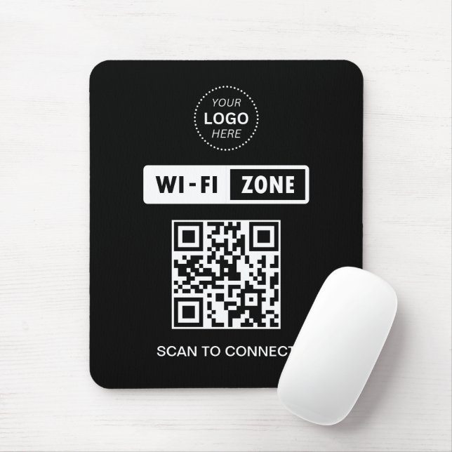 QR-kod WiFi Business Logotyp Scan to Connect Musmatta (Med mus)