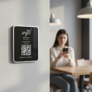QR-kod WiFi Internet-lösenord Svart flexibel Magnet