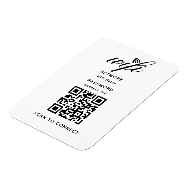QR-kod WiFi Internet-lösenord Vit flexibilitet Magnet (Vänstra Sidan)