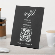QR-kod Wifi Internet Password Black Pedestal Sign