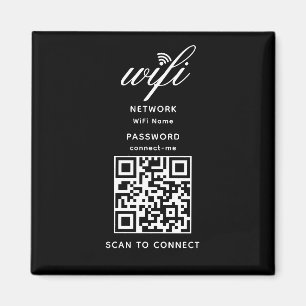 QR-kod Wifi Internetlösenord Svart Magnet