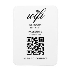 QR-kod Wifi Internetlösenord Vit Flexibel Magnet