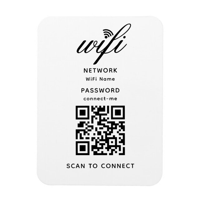 QR-kod Wifi Internetlösenord Vit Flexibel Magnet (Vertikal)