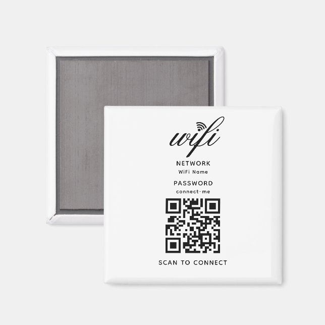 QR-kod Wifi Internetlösenord Vit Magnet (Front/Back)