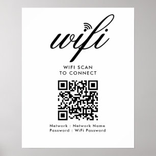 QR-kod WiFi-sökning för anslutning av vit Anpassni Poster
